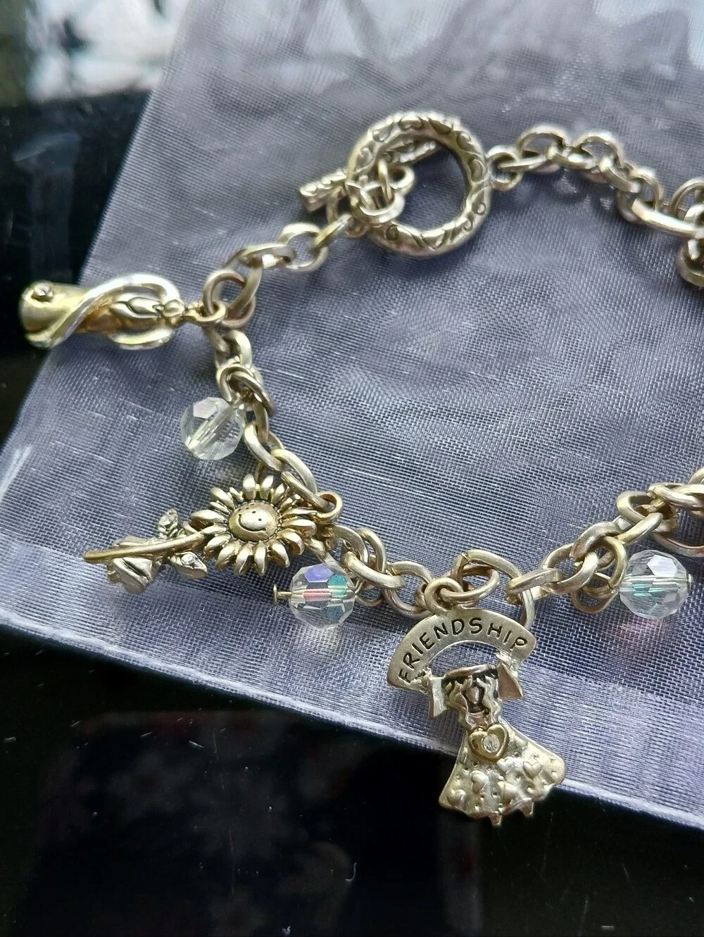Angels Friendship Charm Bracelet Silvertone Faith Religious Heart Jewelry - Picture 10 of 10